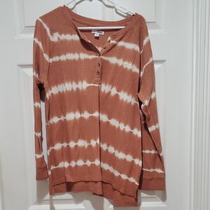 NWOT Sonoma Women's Rust Tie-Dye Long Sleeve Top